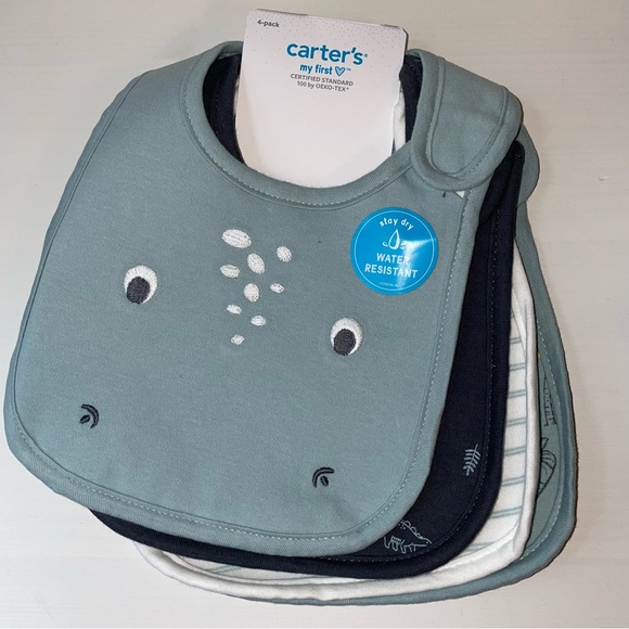 Carter’s Bibs 🦕 and Just Born Hooded Towel 🐳 and Washcloths - both NWT - Picture 2 of 14